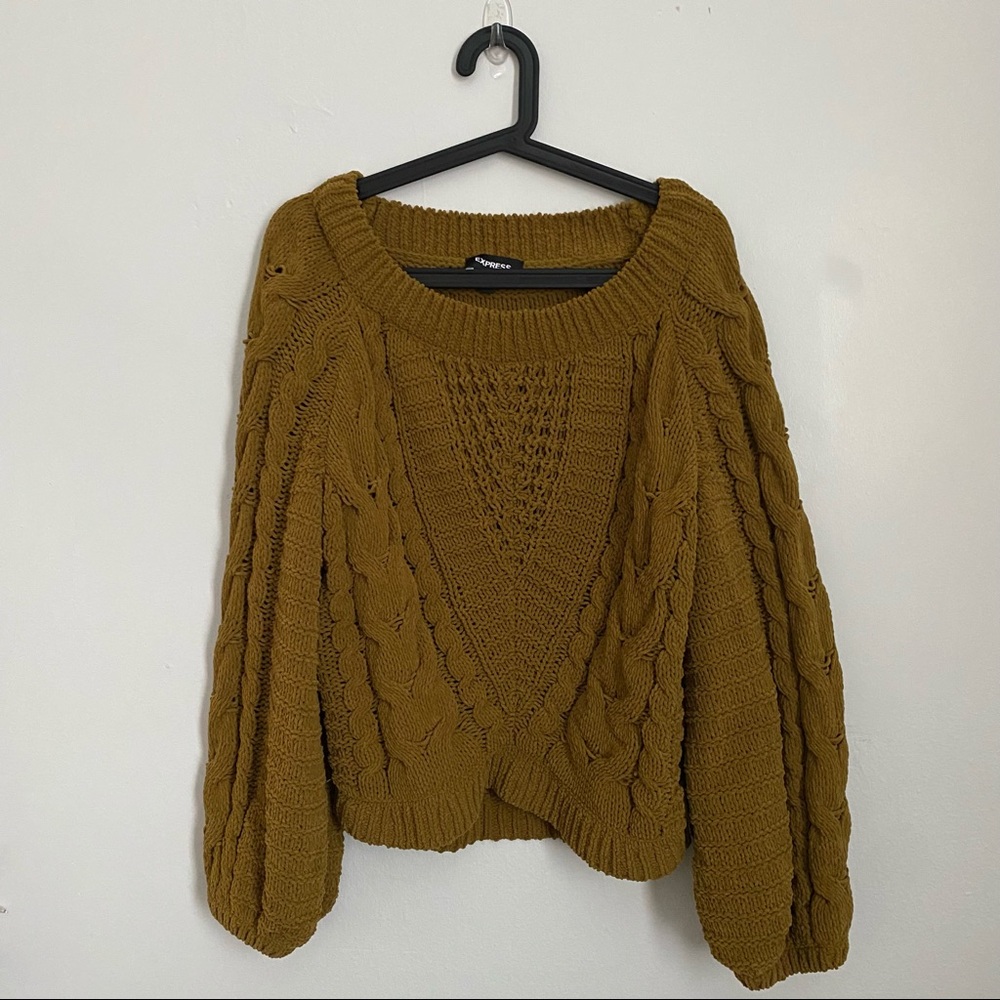 Army Green Oversized Balloon Sleeves Sweater